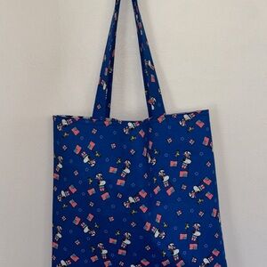 Snoopy and Woodstock Blue Handmade Tote Bag